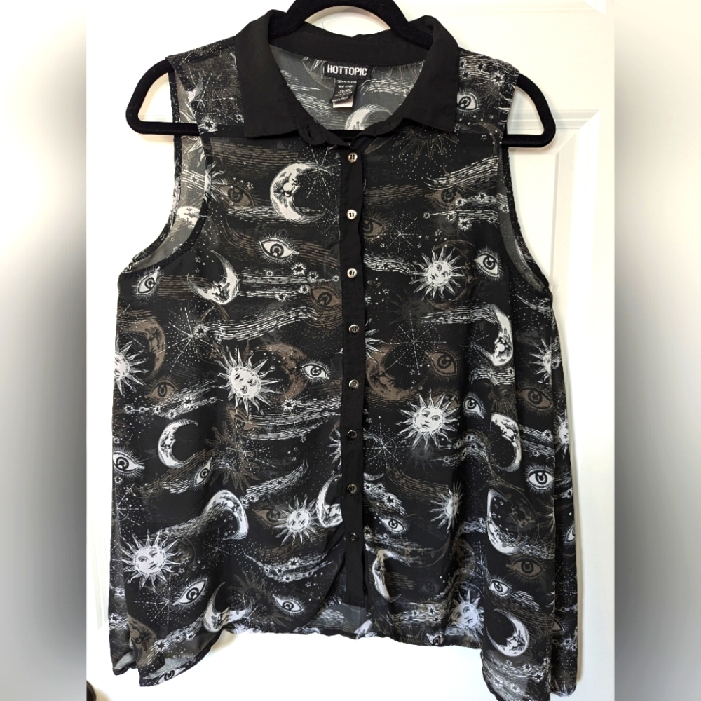 🌘 Celestial Chiffon Sleeveless Top Large